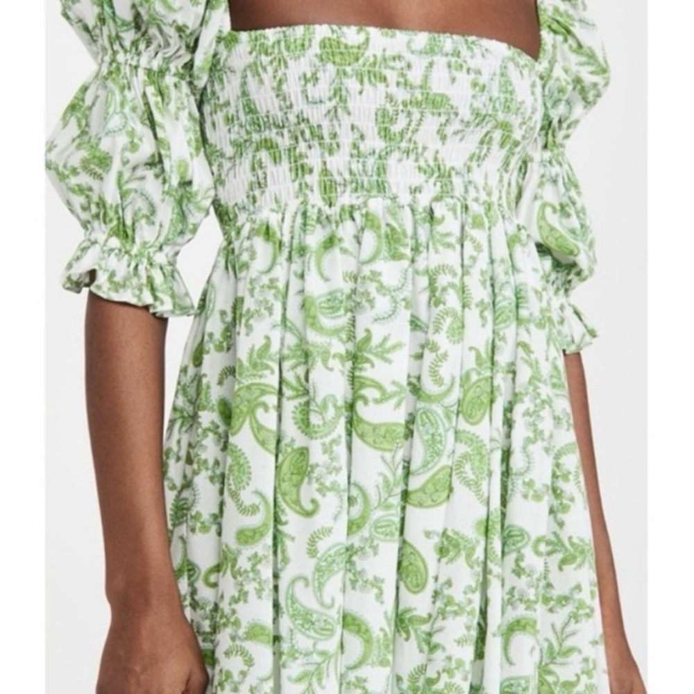 Misa Los Angeles Green and White Mini Dress